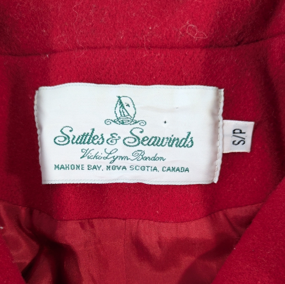 VTG Suttles & Seawinds 100% Wool Jacket Red Bronze Color Buttons Size Small - Picture 3 of 15